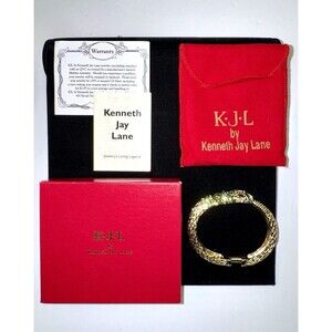 KJL Kenneth Jay Lane Jeweled Snake Serpent Bracelet SET Box Papers 1990s Vintage